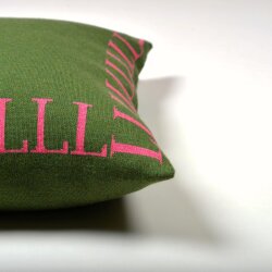 Kissenhülle LLLL Grün/Pink 50x50cm von Lenz&Leif