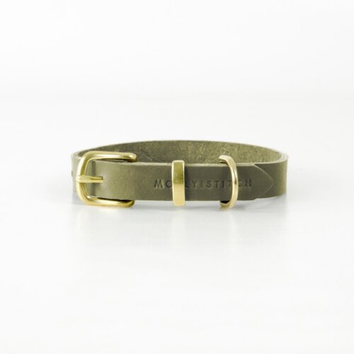 Hundehalsband Butter Oliv von Molly & Stitch Gold/M