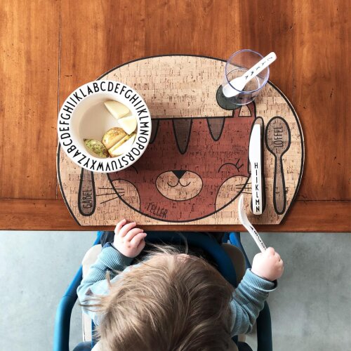 Kindertischset Kork Smiling Cat von Clarissakork