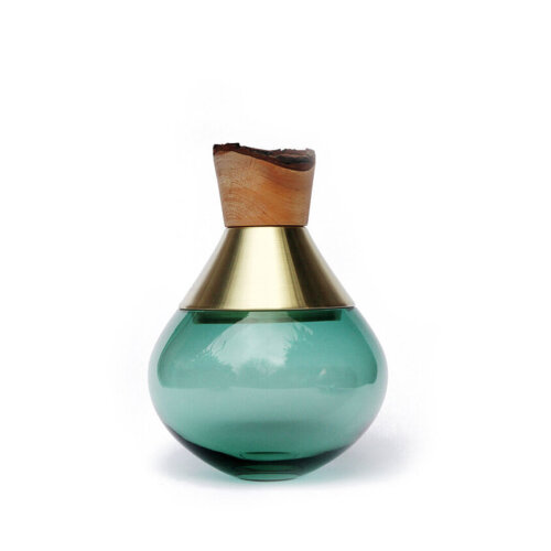 Handgefertige Vase India Small 2 Green/Brass von Utopia&Utility