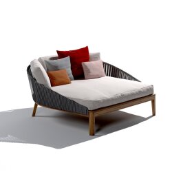 Lounge Bett Mood Teak-Linen von Tribú / Varianten