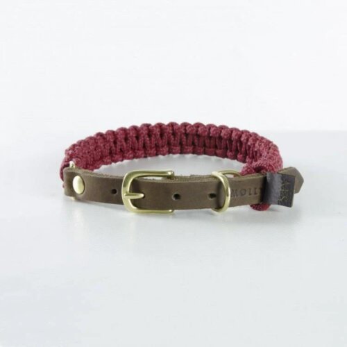 Hundehalsband Touch of Leather Bordeaux von Molly & Stitch / Varianten